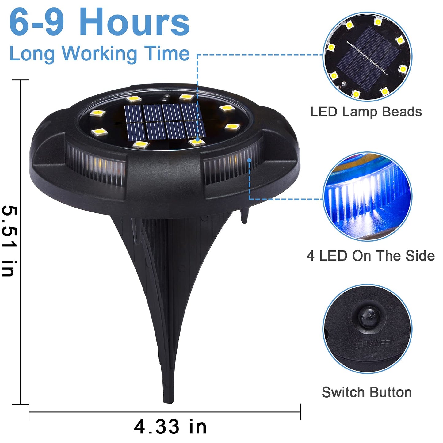 Rynx | K.E.J. Solar ground lights 12 pcs - Waterproof recessed landscape lighting for garden and walkway