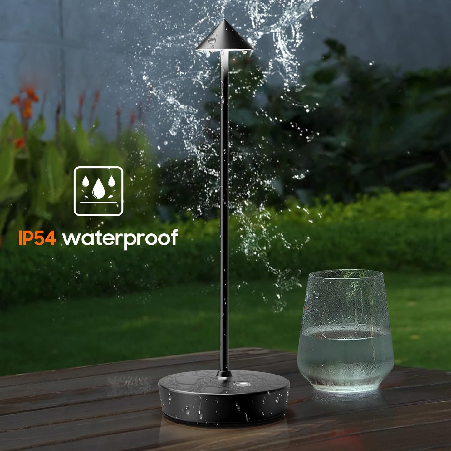 Rynx | Tpczqj Rechargeable Wireless Table Lamp - 6000Mah Led, 3 Color Dimmer, Waterproof - Black