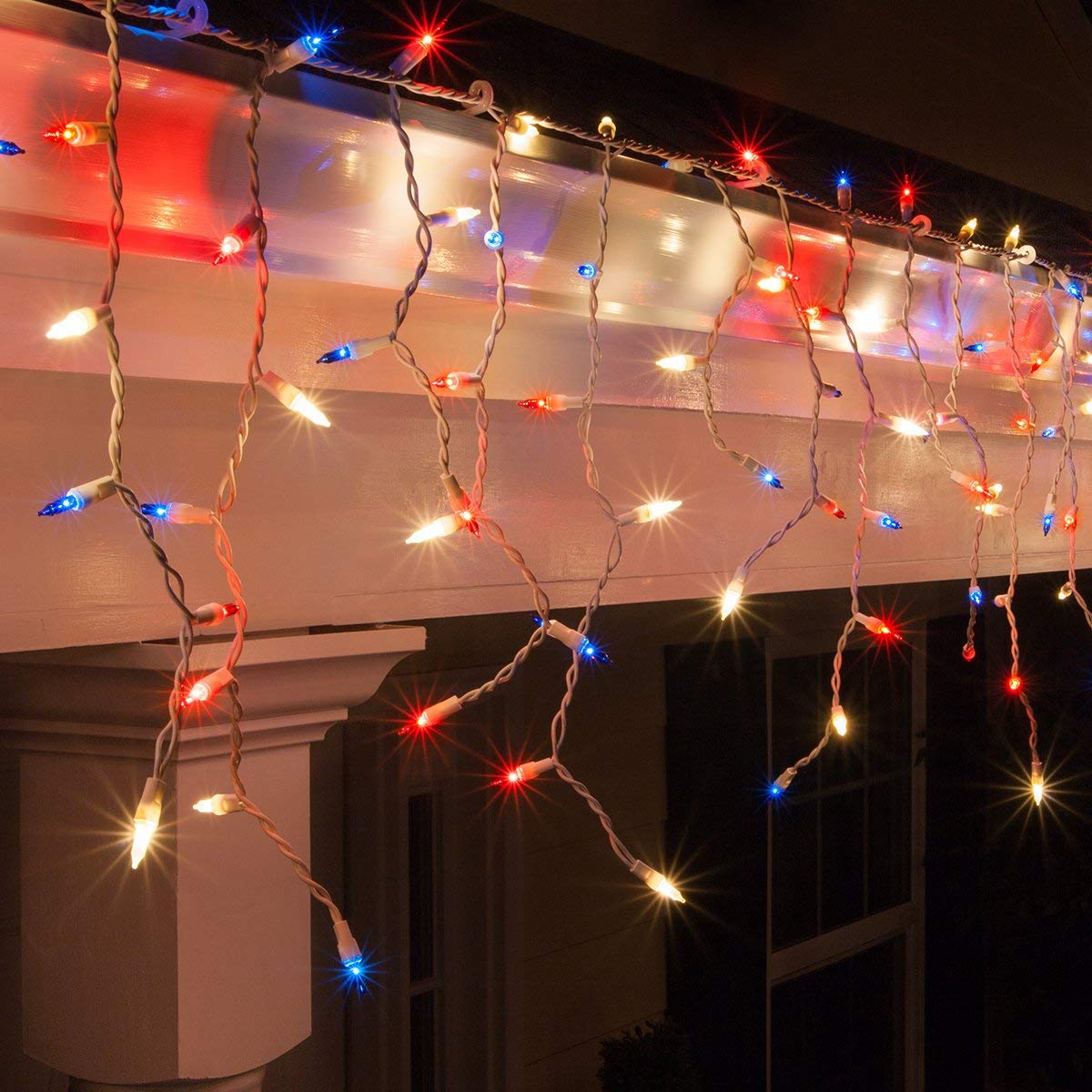 Rynx | Kringle Traditions 8.5 Ft 150 Outdoor Patriotic Lights - Red, White And Blue Icicle Lights/Patriotic Decorations, Fourth of July Decorations