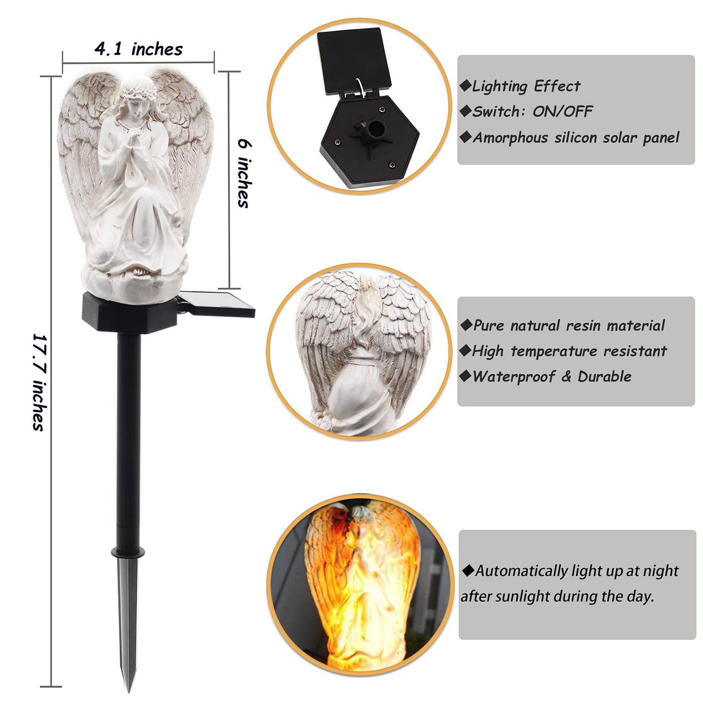 Rynx | Wayda Solar Angel Light - Waterproof Led Lantern For Cemetery, Garden, Balcony, Memorial Gifts