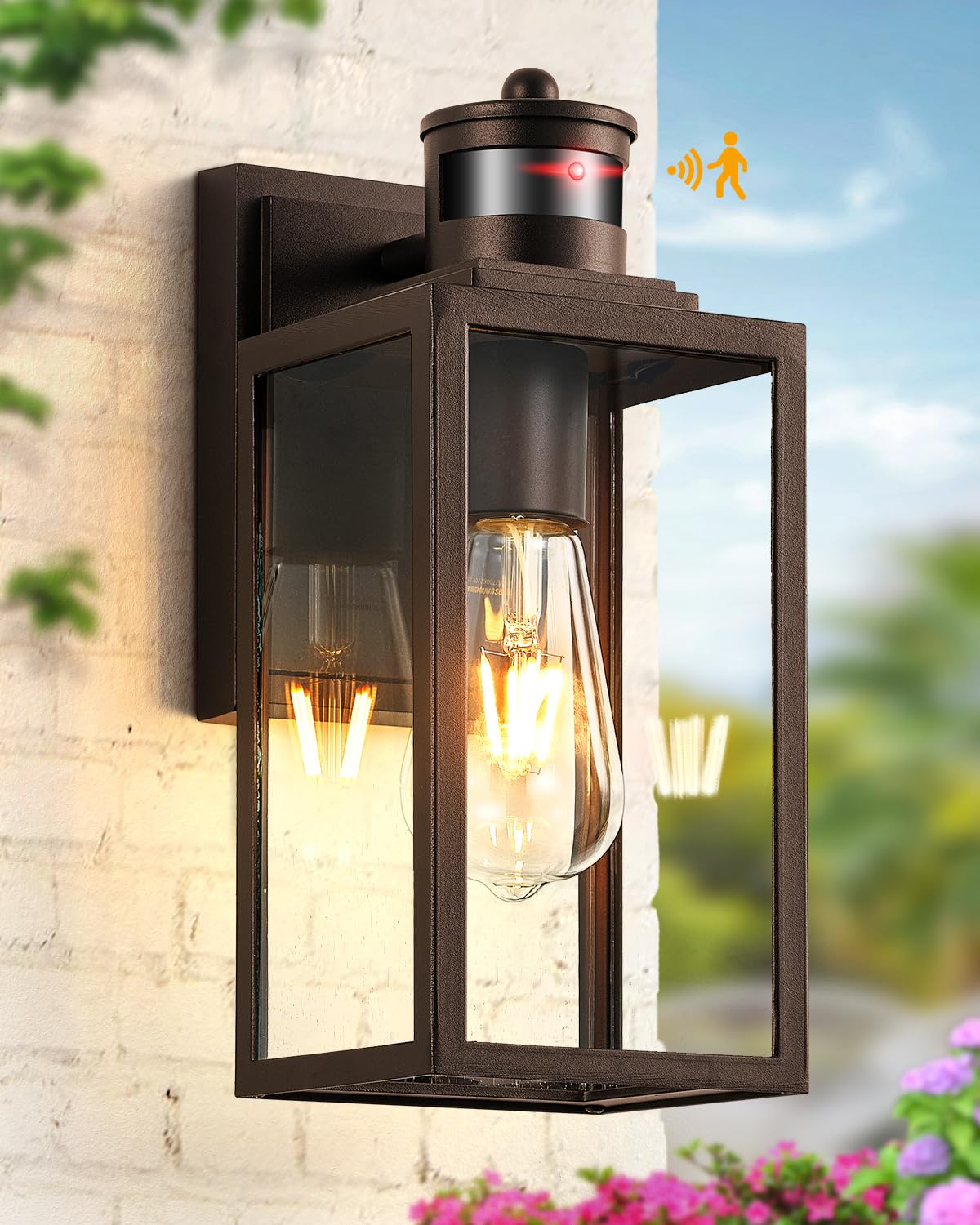 Rynx | Vianis Motion Sensor Outdoor Wall Lamps, Oil-Rubbed Bronze Dusk To Dawn Outdoor Garage Lighting Fixtures, Aluminum Outdoor Patio Lights For House Wall Mounting, Modern Outdoor Wall Lanterns