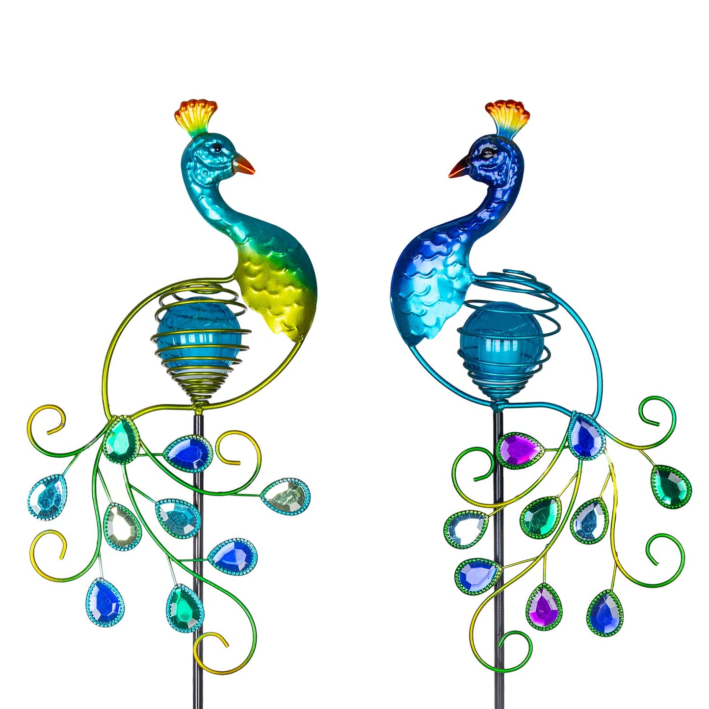 Rynx | Viveta 2 Pack Metal Peacock Solar Stake For Outdoor Garden Patio Decorations