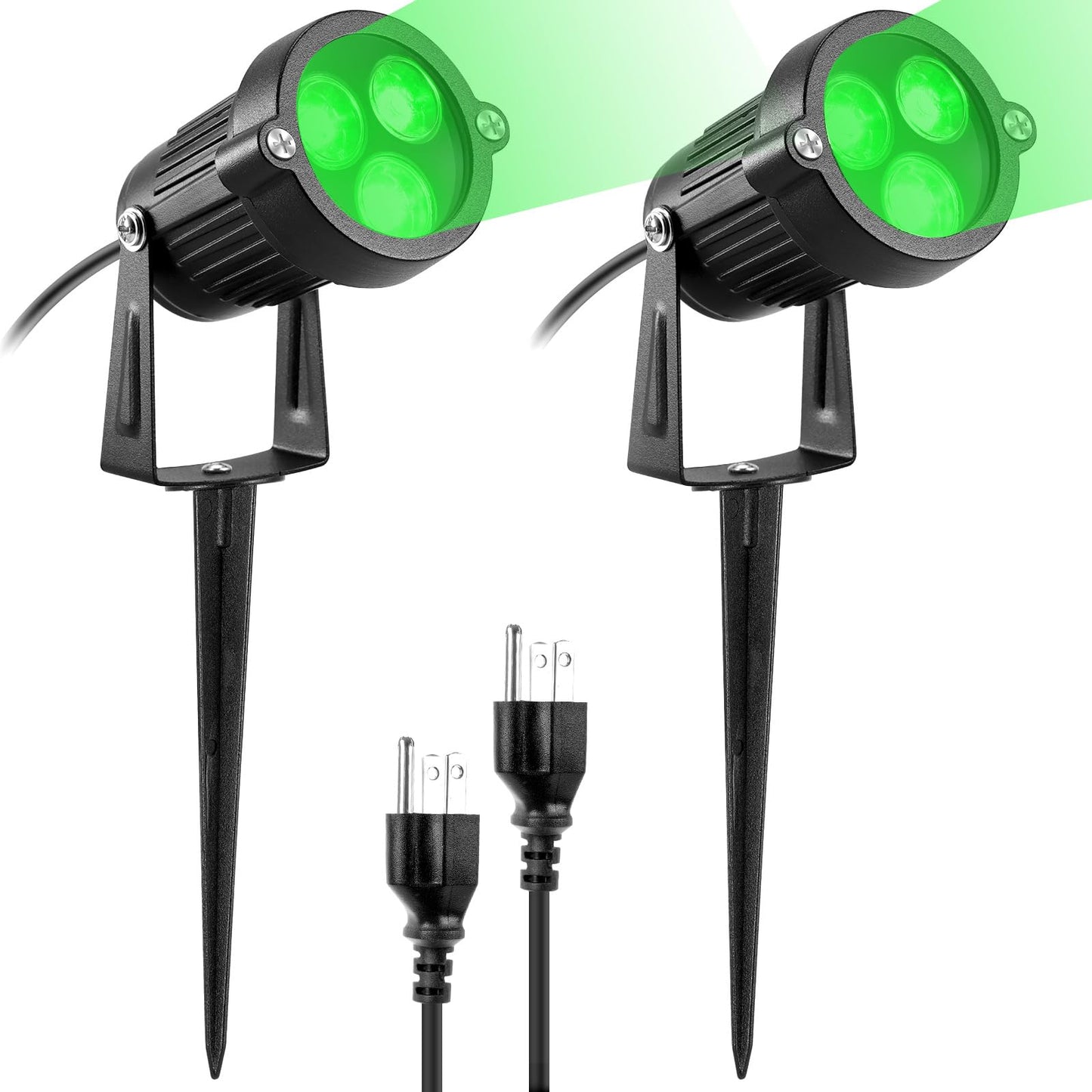 Rynx | Lemonbest® 2 Pack Outdoor Led Landscape Lights - Green Waterproof Garden Spotlights