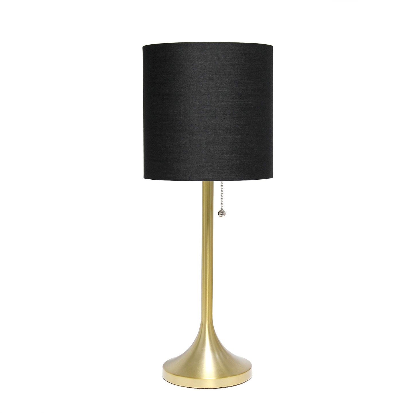 Rynx | Simple Design Lt1076-Gdb Tapered Fabric Drum Shade Table Lamp, Gold And Black, Gold/Black, 8 X 8 X 21