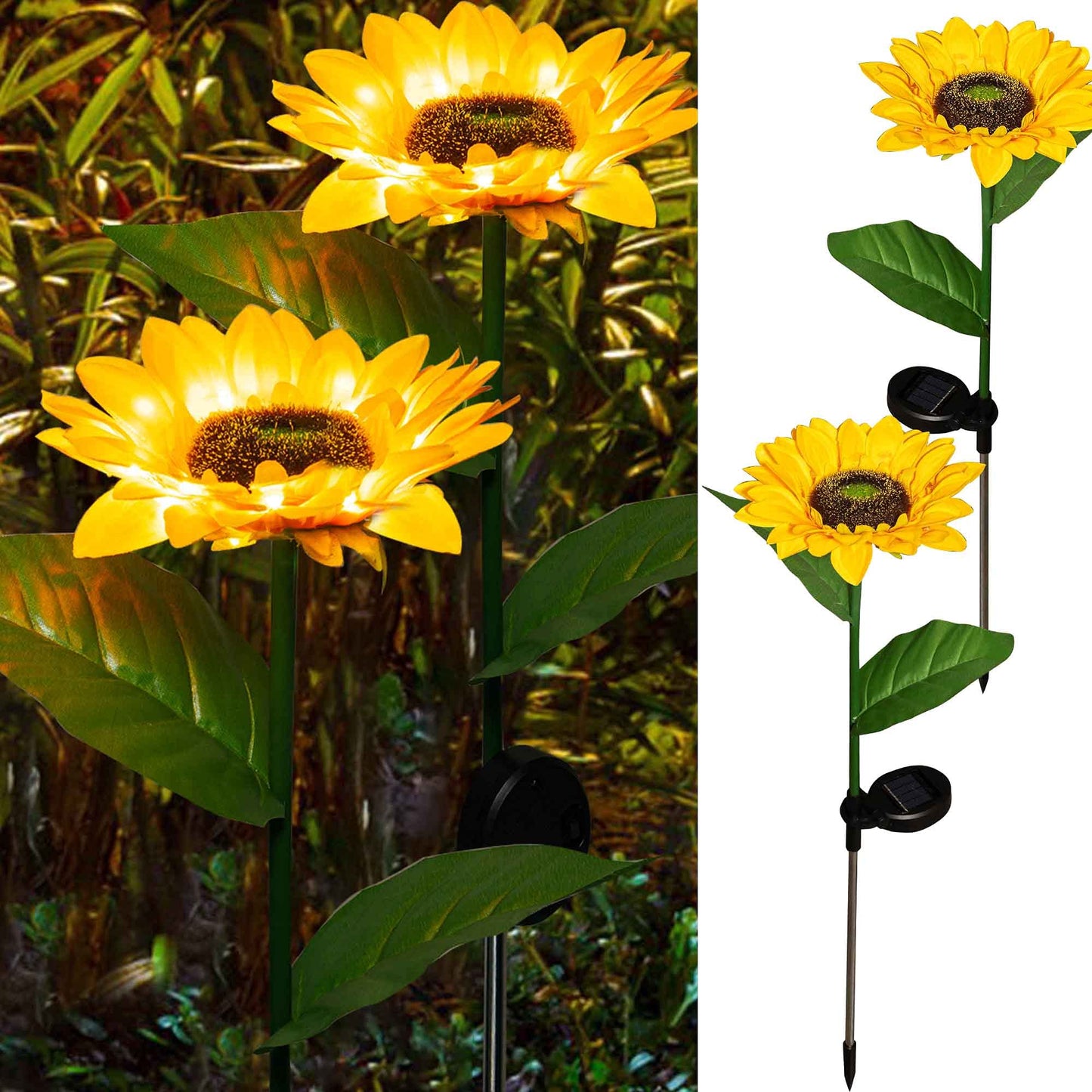 Rynx | Dazzle Bright Solar Led Sunflower Light, 2 Pack Waterproof Garden Decor For Outdoor Use