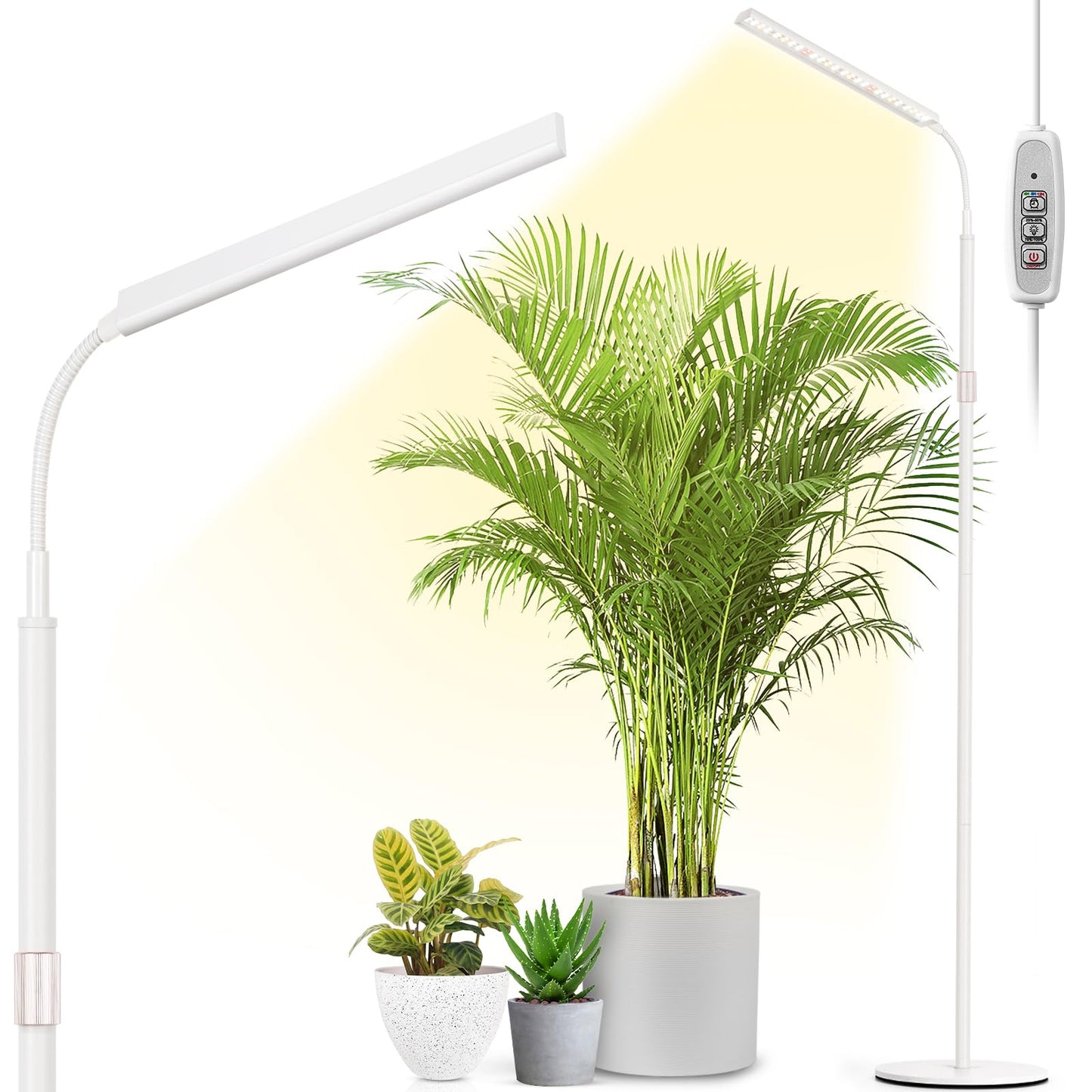Rynx | Foxgarden® Growth Light, Full Spectrum Plant Lighting Strip With Stand For Indoor Plants, 47.2-63 Inches Height Adjustable, Strong Growth Lamp With Automatic On/Off Timer 4/8/12H, 4 Dimmable Brightness, White