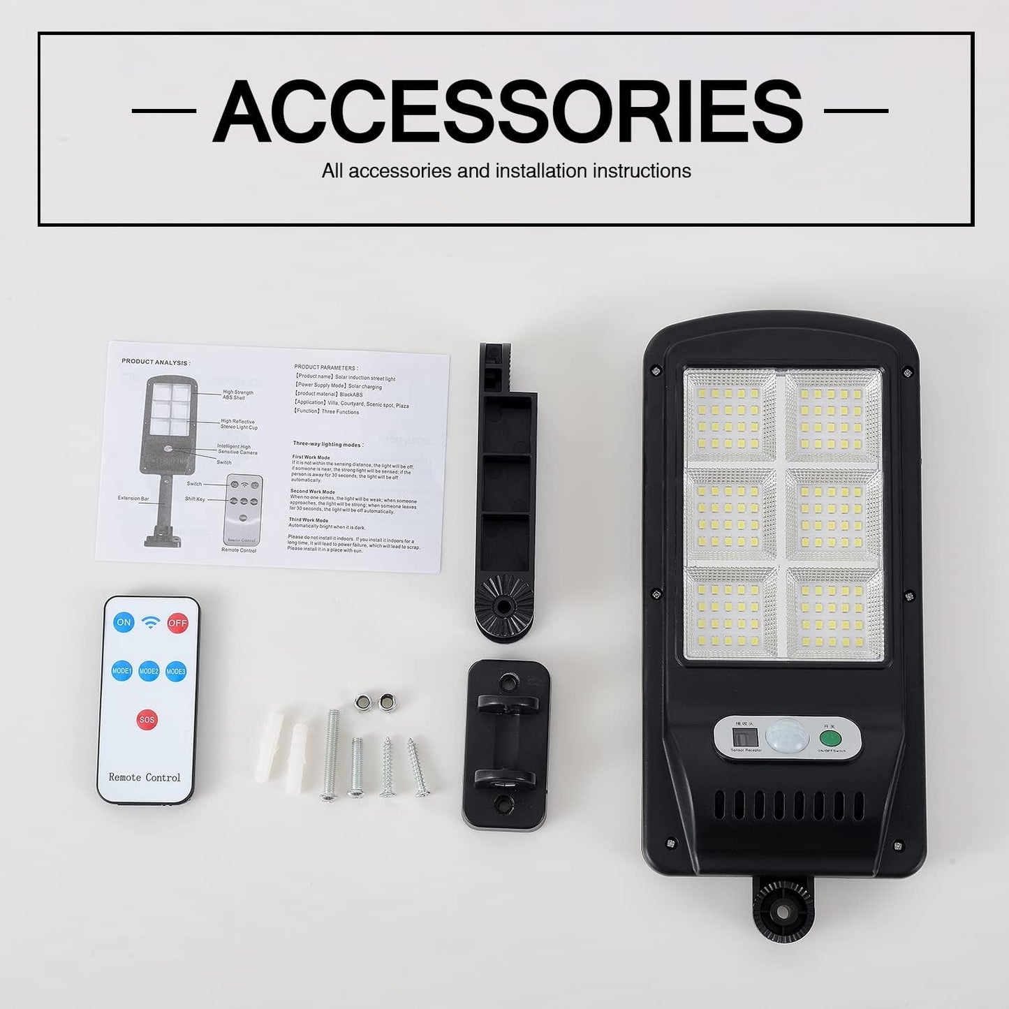 Rynx | Viruhaka 100W Solar-Powered LED Street Light with Motion Sensor – Twilight to Dawn, Waterproof