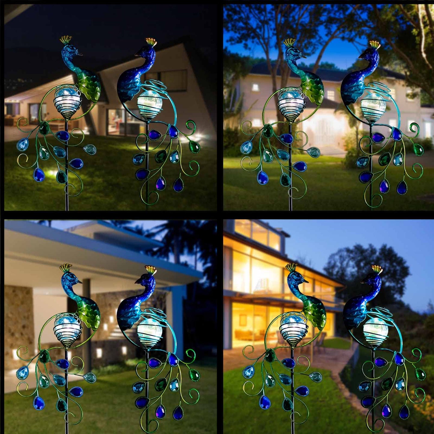 Rynx | Viveta 2 Pack Metal Peacock Solar Stake For Outdoor Garden Patio Decorations