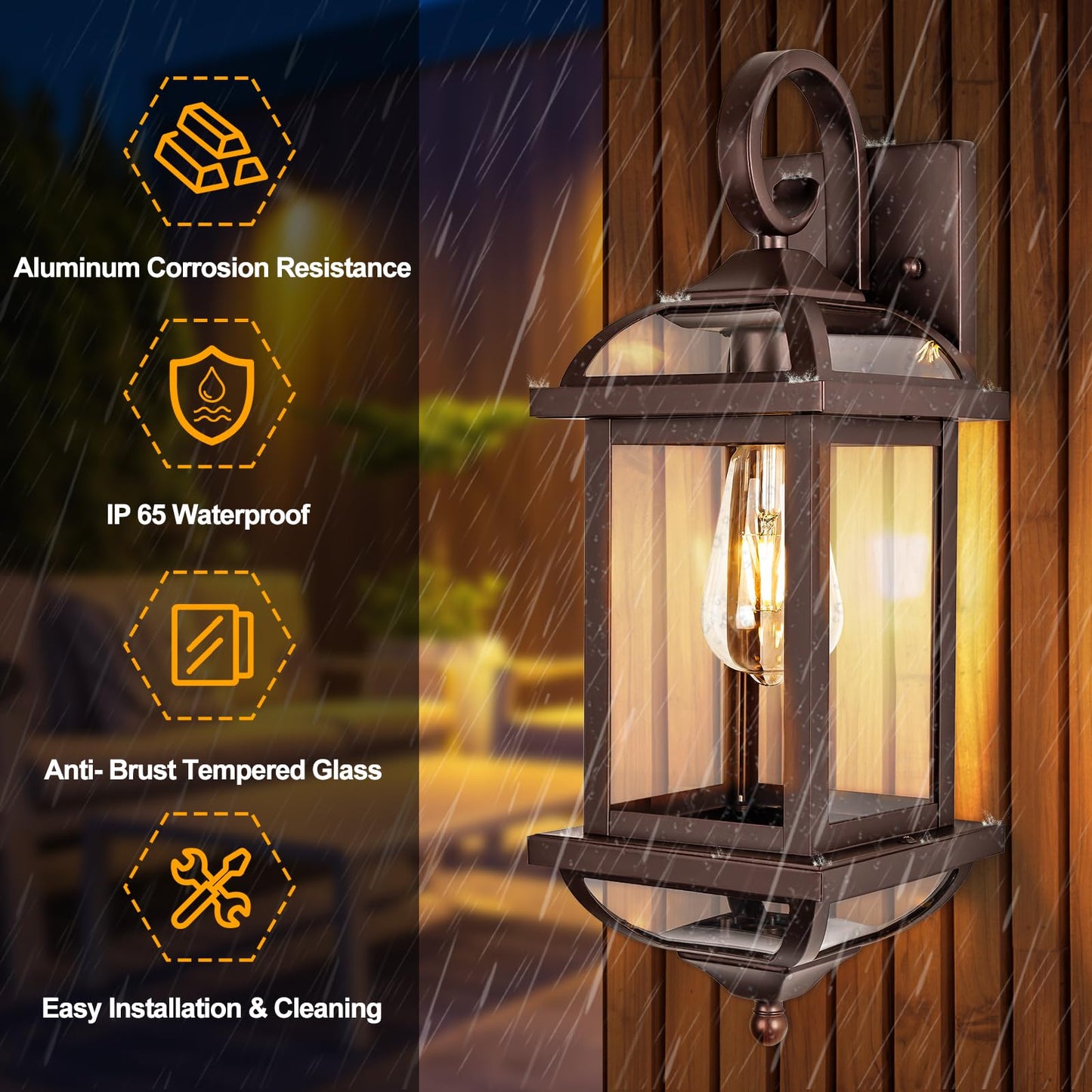 Rynx | Roravilila 18” Bronze Outdoor Wall Lamps, Waterproof Aluminum Wall Lamps, 2-Pack