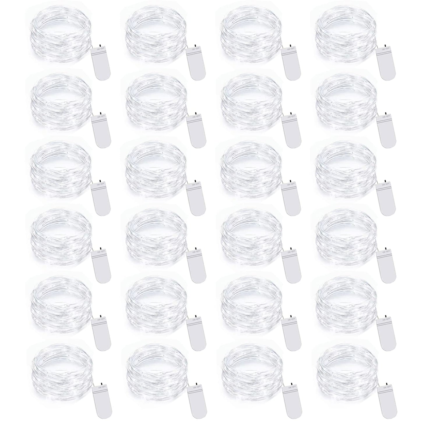 Rynx | Ineximun 24 Pack LED fairy lights battery-powered 7Ft 20LED mini light sources waterproof Christmas lights for glass jars bedroom DIY party wedding Christmas decor white