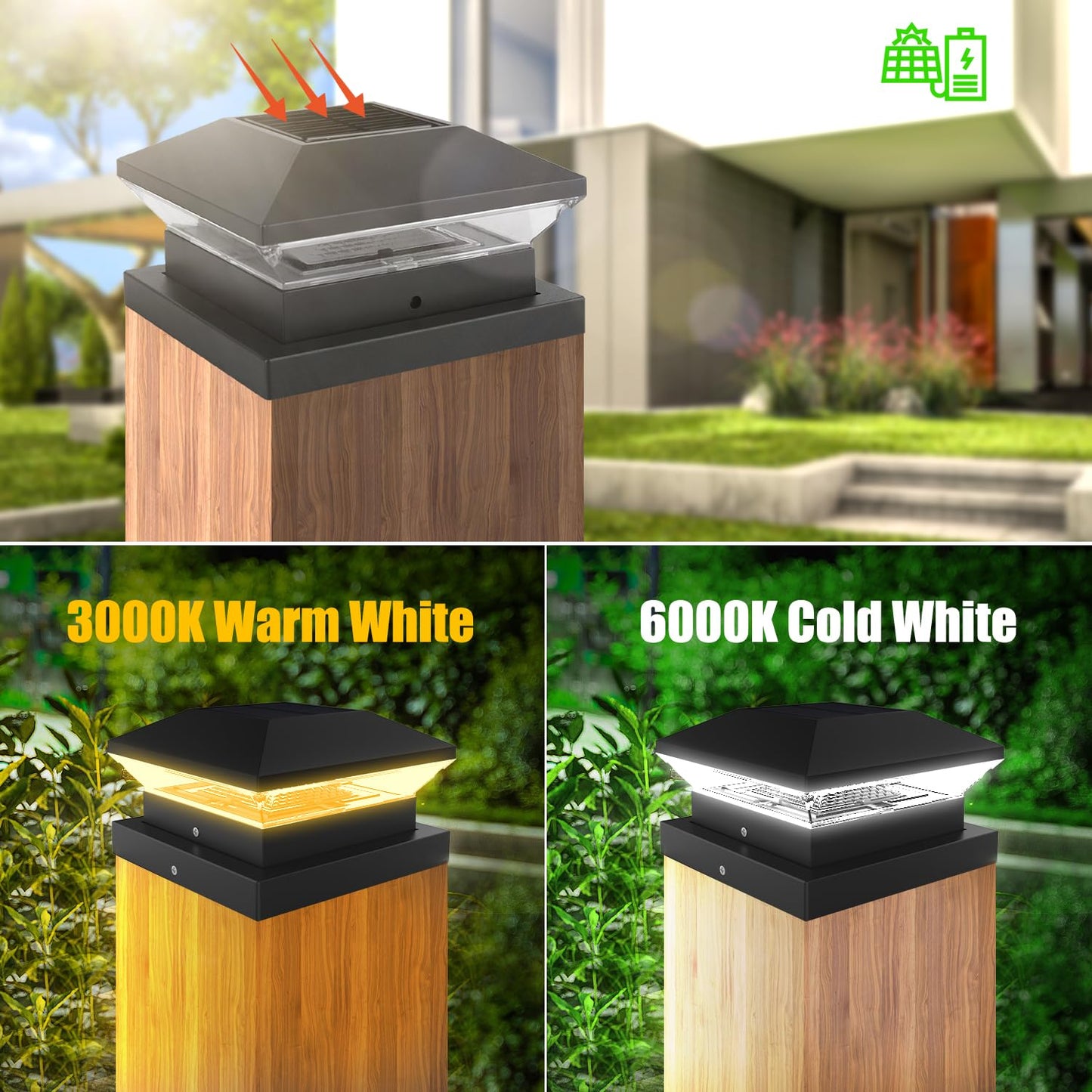 Rynx | T-Sun Solar Post Cap Light 6 Pack - 4X4/5X5/6X6, Black, 600