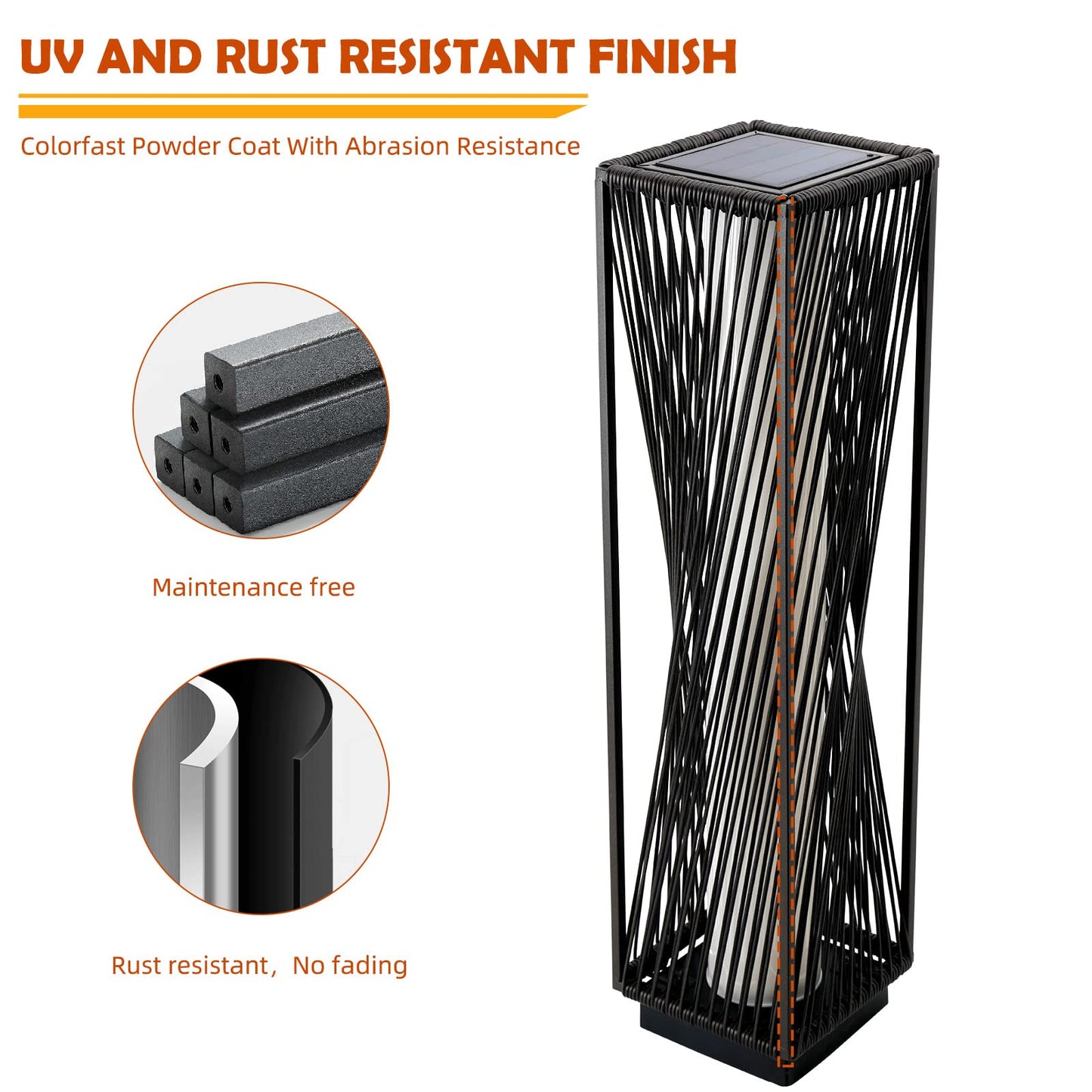 Rynx | Solar Yard Brown Resin Rattan Outdoor Solar Floor Lamp - waterproof light for garden & yard
