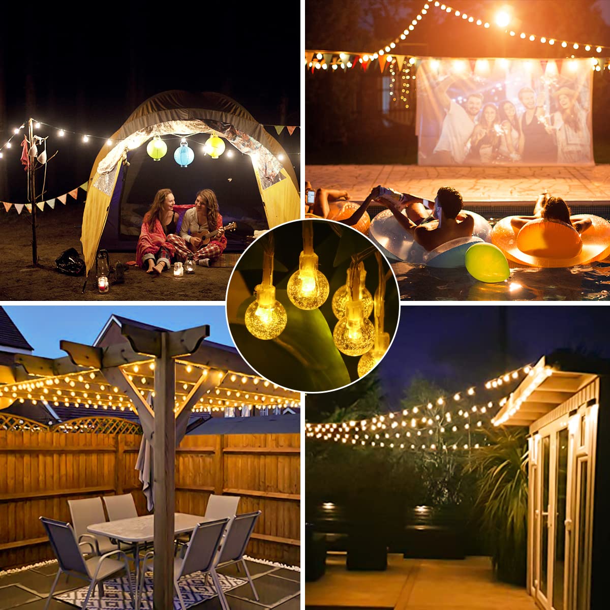 Rynx | Ryblgled 66Ft 200Led Warm White Battery Powered Outdoor Light Sources With Remote Control - Waterproof, 8 Modes