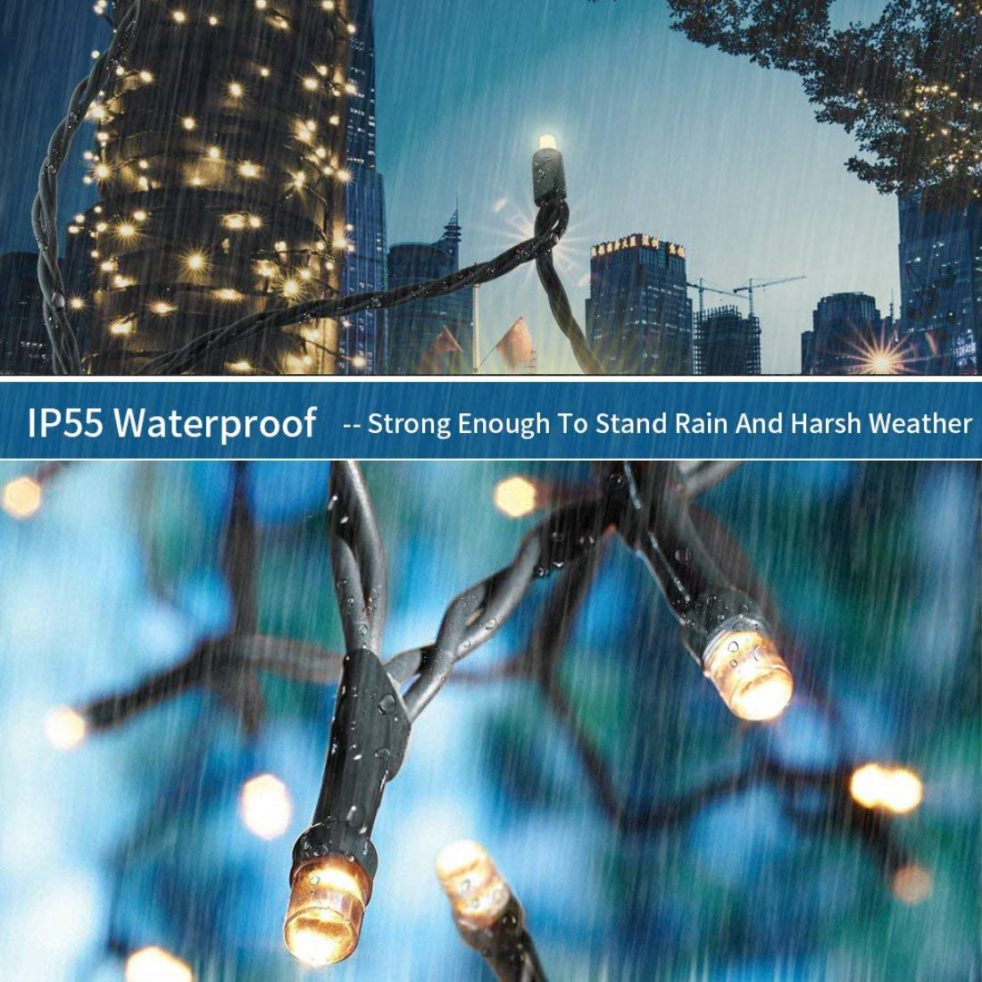 Rynx | Outylts 108Ft 300 Led Warm White Christmas Lights, Waterproof, 8 Modes, Indoor/Outdoor