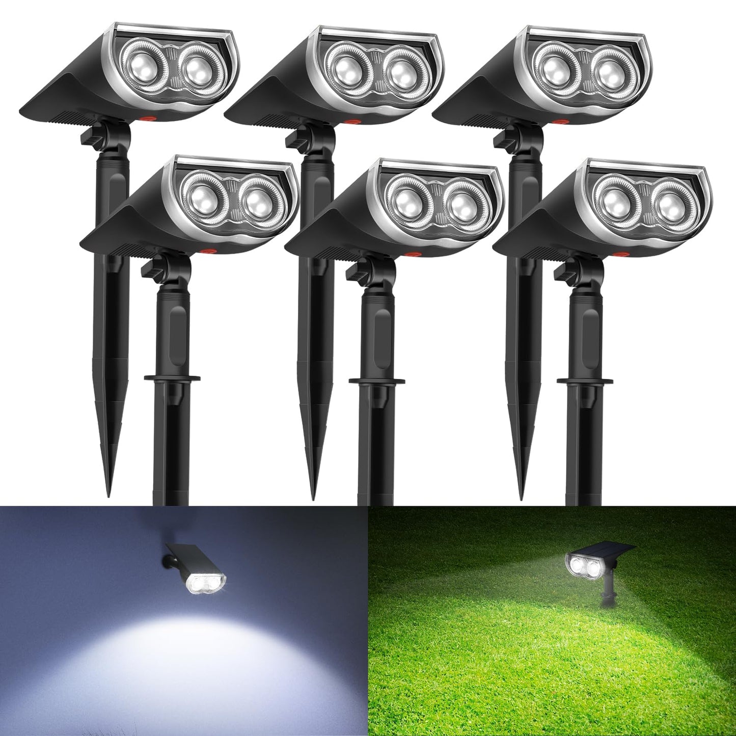 Rynx | Consciot 2-in-1 Solar Spotlights, Ip67 Waterproof, 6 Pack Warm White Garden Lighting