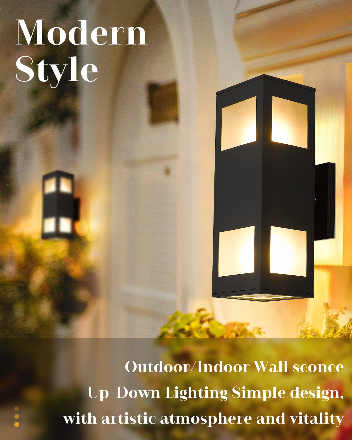 Rynx | Harriet Modern Outdoor Wall Lamps - Waterproof Up/Down Wall Light, Matte Black Finish