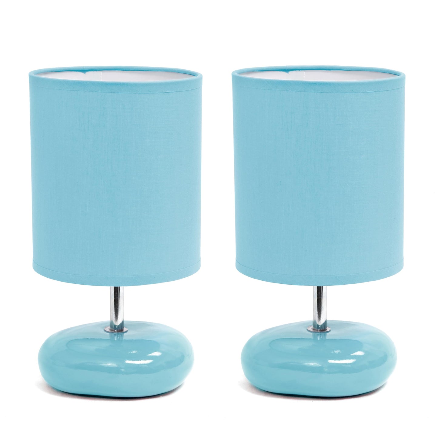 Rynx | Simple design Lt1153-Blu-2Pk Petite Circle Stone Table Lamp 2 Pack Set For Bedroom, Children's Room, Office, Living Room, Children's Room, Reading Corner, Blue
