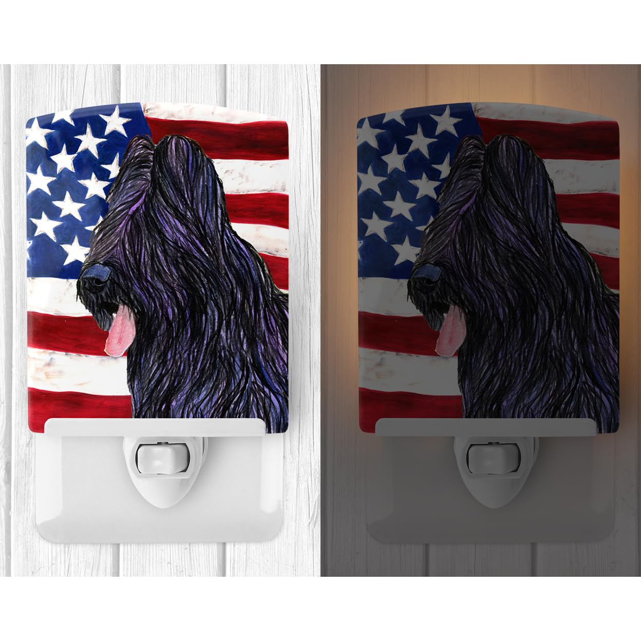 Rynx | Caroline's Treasures Ceramic Night Light - USA American Flag, 6X4X3, UL-Approved, Multicolor