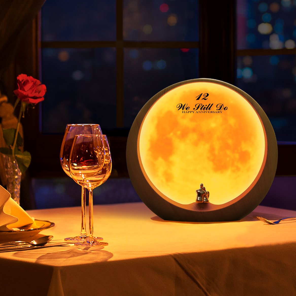 Rynx | Mamre Wood Red Moon Ambient Light - DIY Wedding & Anniversary Gift Decor