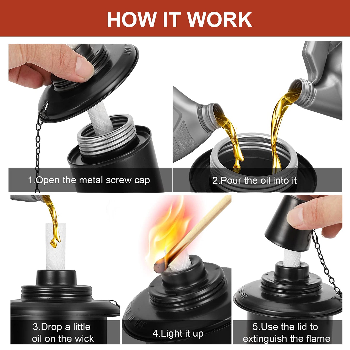 Rynx | Nonley 12Oz Refillable Bamboo Torch Holders - 4 Pack Citronella Fuel For Outdoor Decor