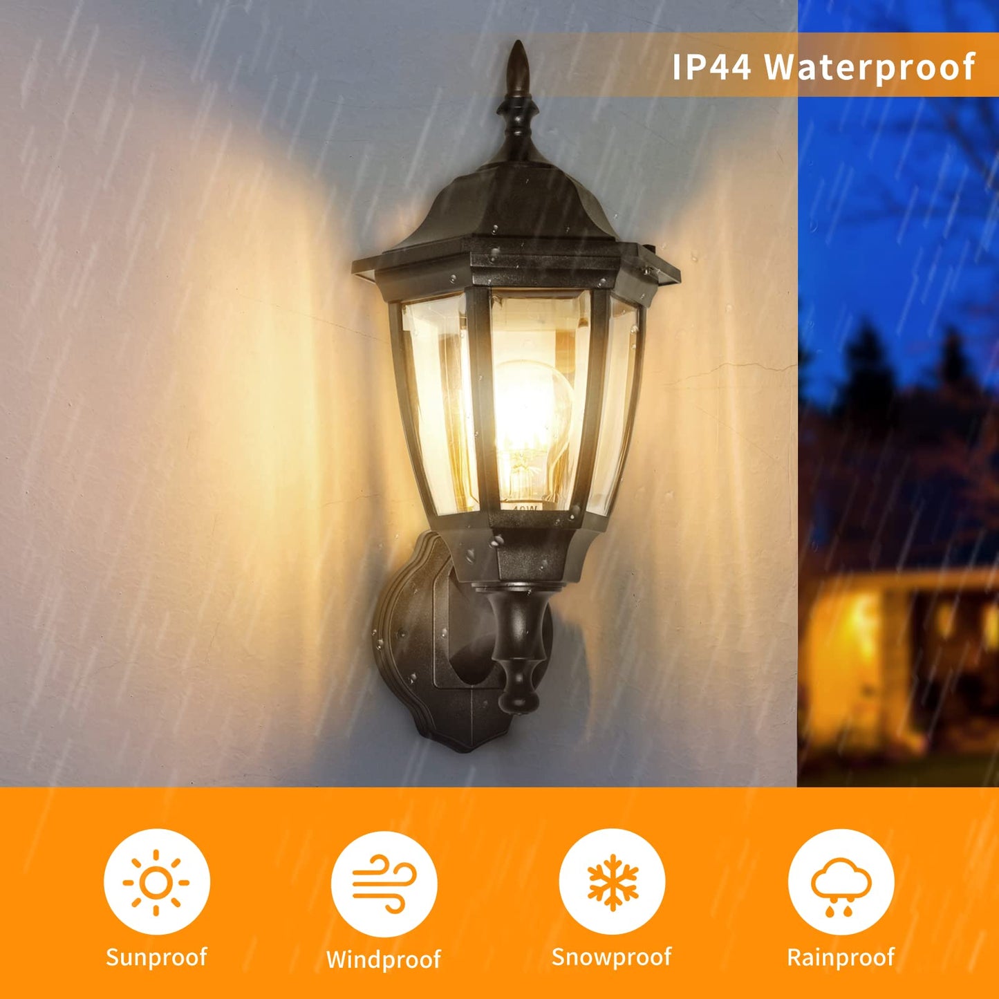 Rynx | Fudesy 1-Pack Black Outdoor Wall Lamp, 15 1/3", Dimmable LED Light Bulb Included, Anti