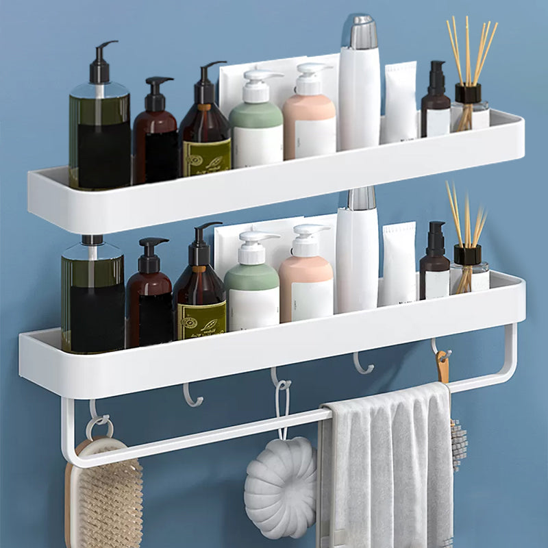 Rynx | White 2-piece Bathroom Hardware Modern Bathroom Accessories Set, Bathroom Shelf 2-piece set Bath shelf (with bar 24"L)