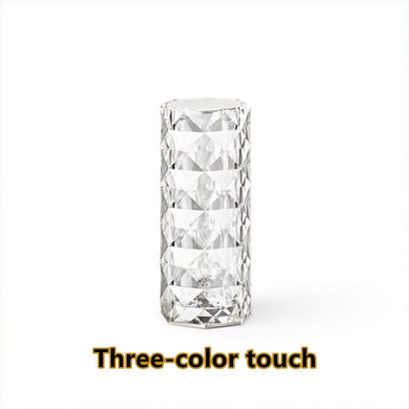 Rynx | Nordic Crystal Lamp USB Table Lamps Bedroom Touch Dimming Atmosphere Diamond Night Light Rose Projector Lamp Decor