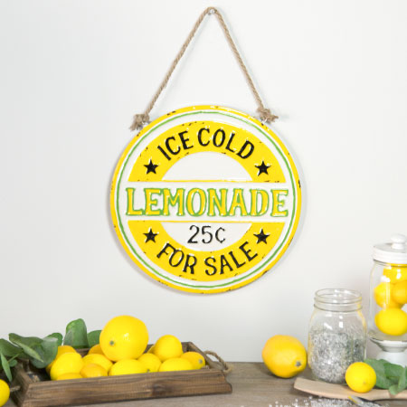 Rynx | Worn Round Lemonade Hanging Phone Sign