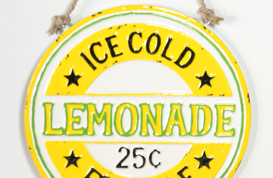 Rynx | Worn Round Lemonade Hanging Phone Sign