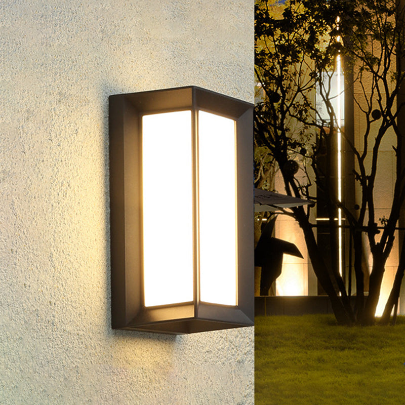 Rynx | Lodges Cuboid Box Wall Lamp Milk Glass LED Wall Mounted Lamp in Black for Corner, Warm/White Light