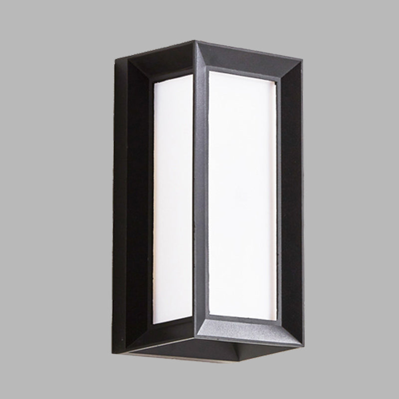 Rynx | Lodges Cuboid Box Wall Lamp Milk Glass LED Wall Mounted Lamp in Black for Corner, Warm/White Light