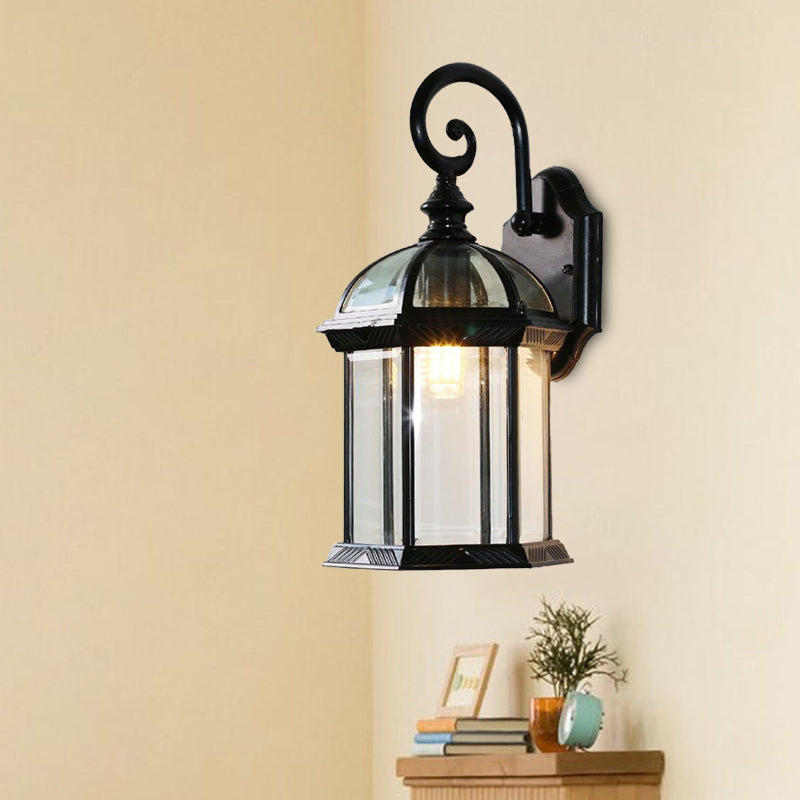 Rynx | Birdcage Wall Mounted Light Rural Clear/Heard Glass 1-Head Black/Bronze Finish Wall Lamp