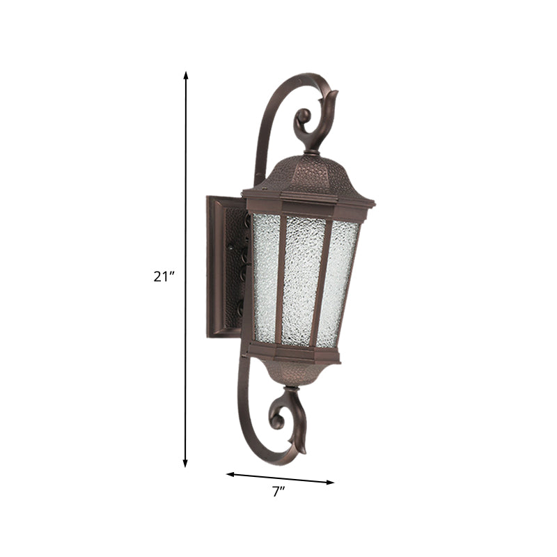 Rynx | 1 Flame Wall Light Rustic Anis Water Glass Wall Mount Lamp Light in Dark Coffee