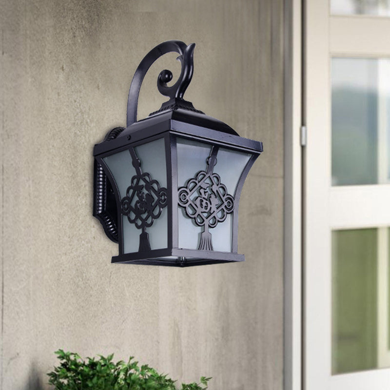 Rynx | Metallic Lucky Character Wall Applique Light Country 1 Bulb Courtyard Wall Lamp in Black/Black and Gold