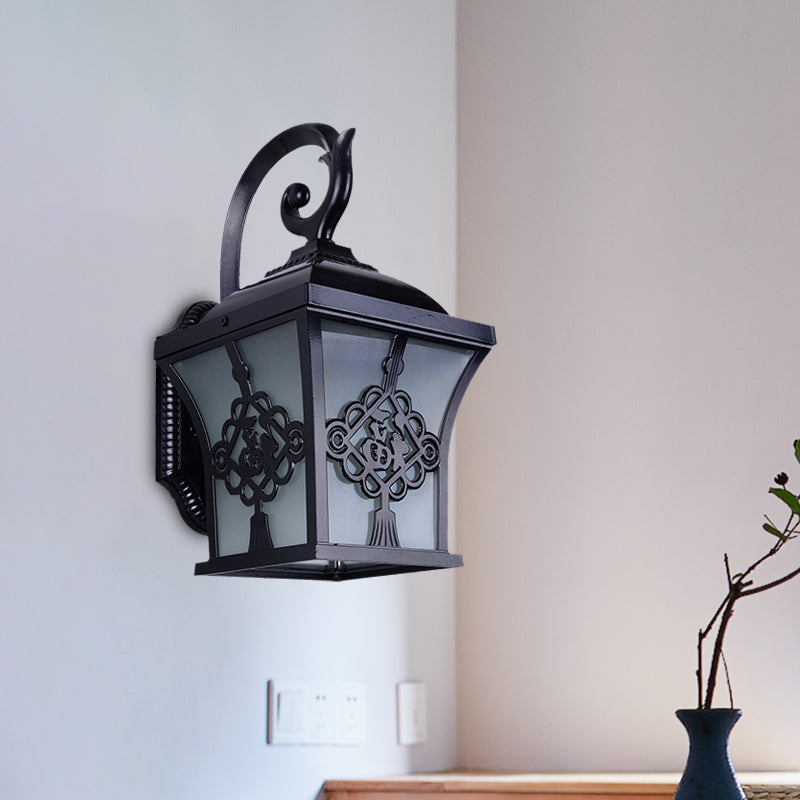 Rynx | Metallic Lucky Character Wall Applique Light Country 1 Bulb Courtyard Wall Lamp in Black/Black and Gold