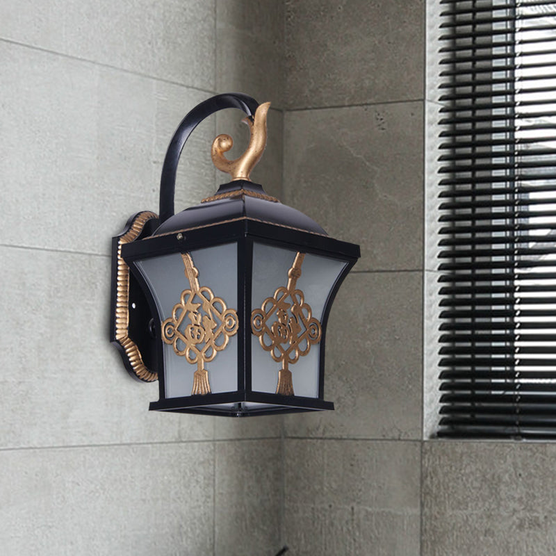 Rynx | Metallic Lucky Character Wall Applique Light Country 1 Bulb Courtyard Wall Lamp in Black/Black and Gold