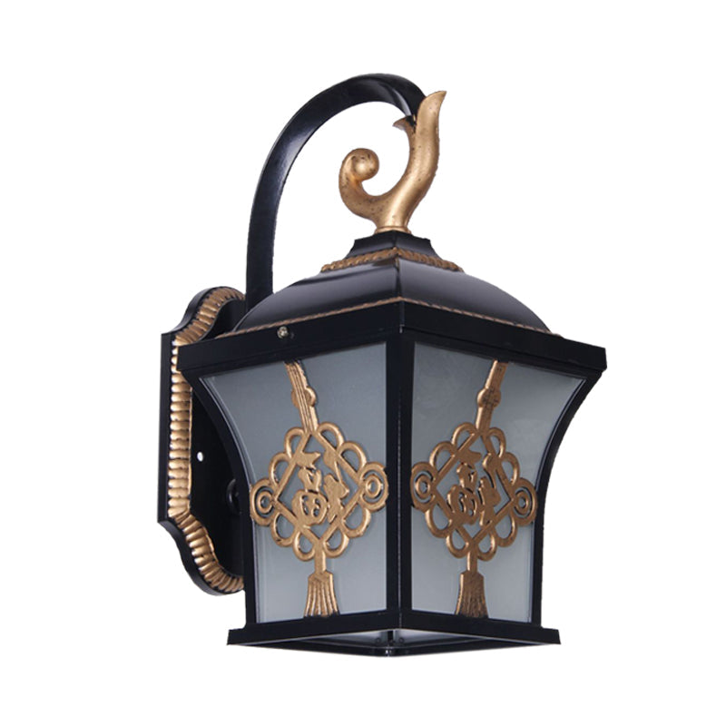 Rynx | Metallic Lucky Character Wall Applique Light Country 1 Bulb Courtyard Wall Lamp in Black/Black and Gold