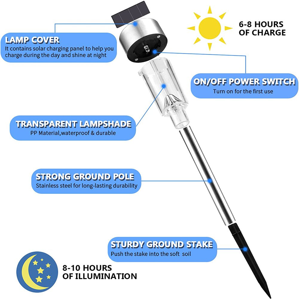 Rynx | Stainless Steel Outdoor Solar Light for Path - Waterproof, LED Landscape Lighting Solar Powered Lights Solar Garden Lights for Walkways Patio Garden