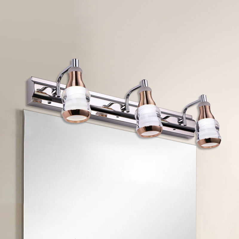 Rynx | Linear Wall Lamp Vanity Modern Metal 2/3 Bulbs 12"/18" Long Chrome LED Wall Mounted Lamp in White/Warm Light