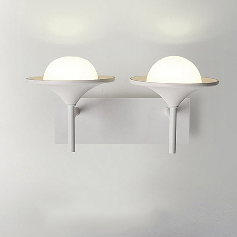 Rynx | Metallic Overhanging Wall Light Modernism 2 Lights LED Wall Lamp in White for Nightstand