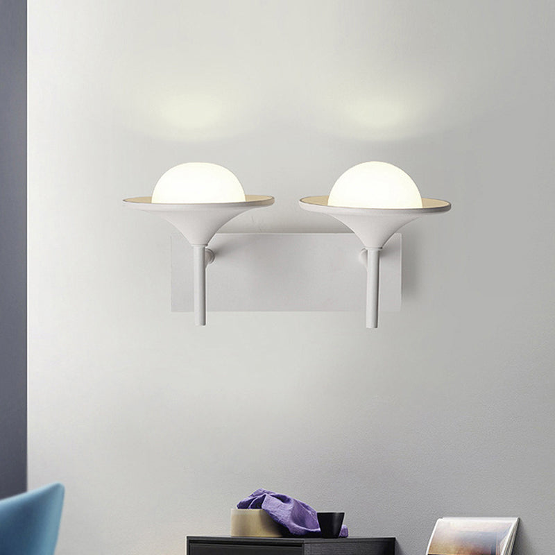 Rynx | Metallic Overhanging Wall Light Modernism 2 Lights LED Wall Lamp in White for Nightstand