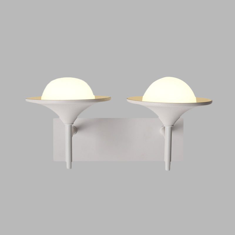 Rynx | Metallic Overhanging Wall Light Modernism 2 Lights LED Wall Lamp in White for Nightstand