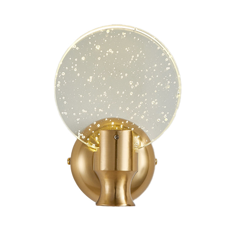 Rynx | Modern Circle Panel Wall Lamp Wall Light Bubble Crystal LED Bedroom Wall Mounted Lamp in Gold, 5"/6" Width