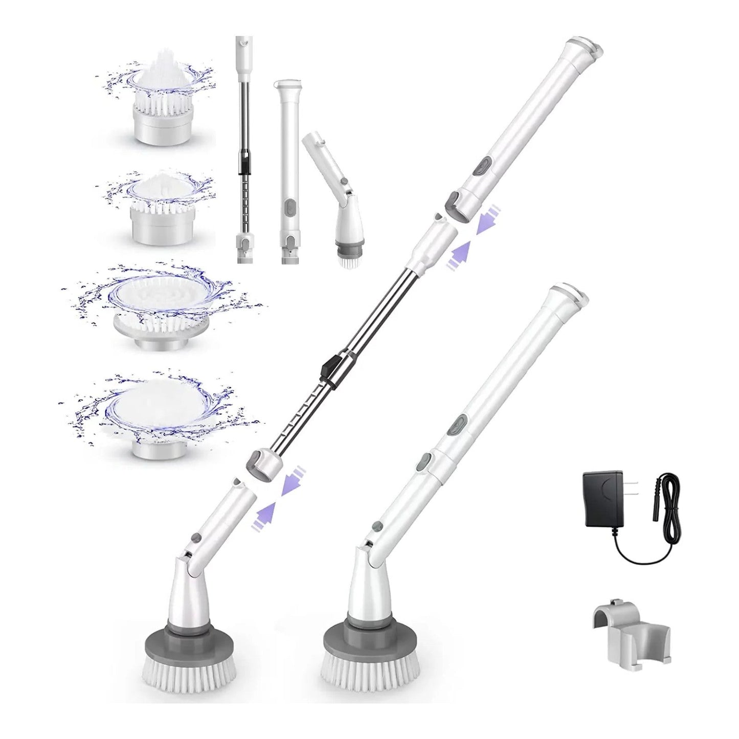 Rynx | telescopic electric rotating scrubber wireless 25-47in & 4 brush heads