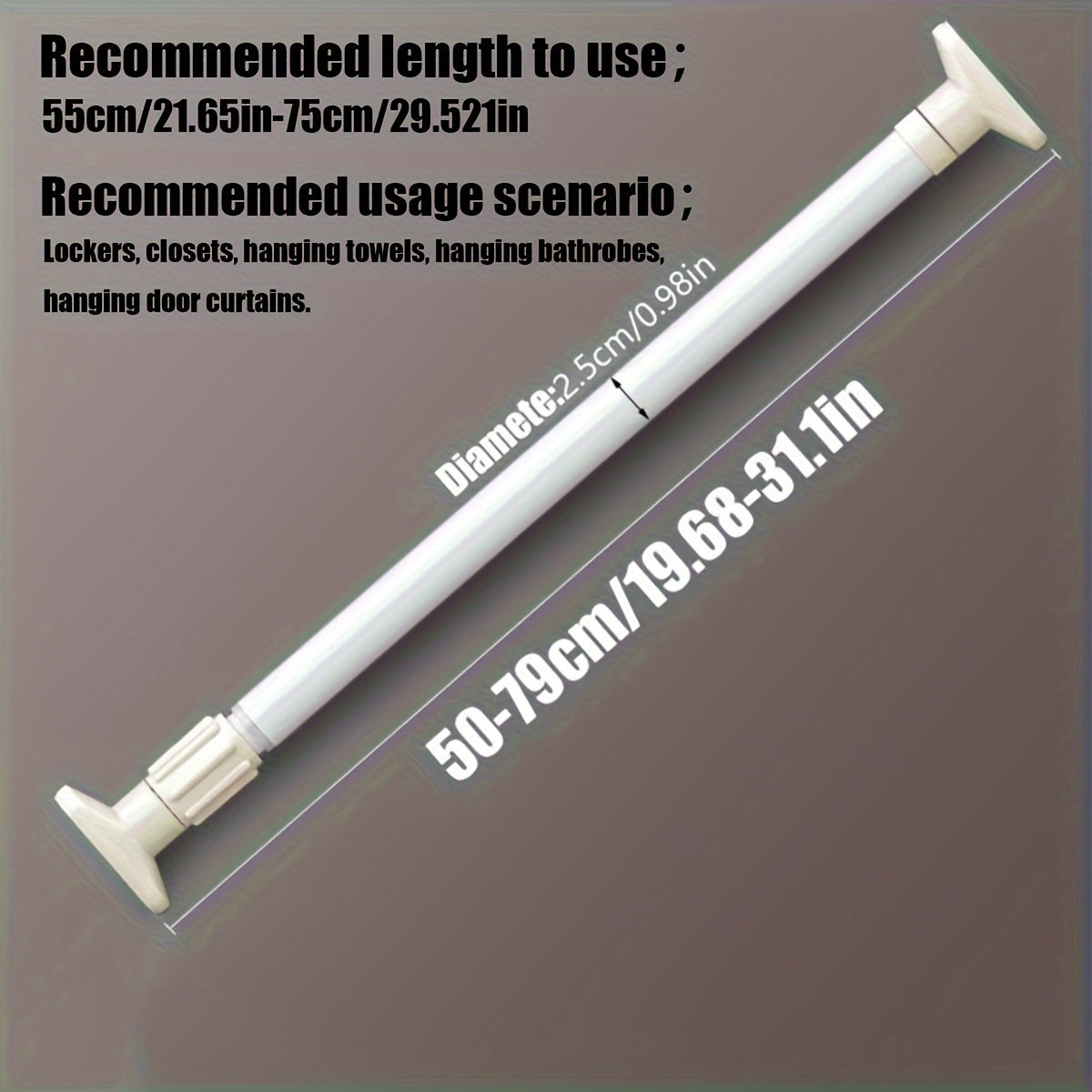 Rynx | Adjustable Tension Curtain Rod - Heavy-Duty, No-Drill Extendable Rod for Shower, Closet, Window, Towel Rack - Metal and Plastic Home Accessory