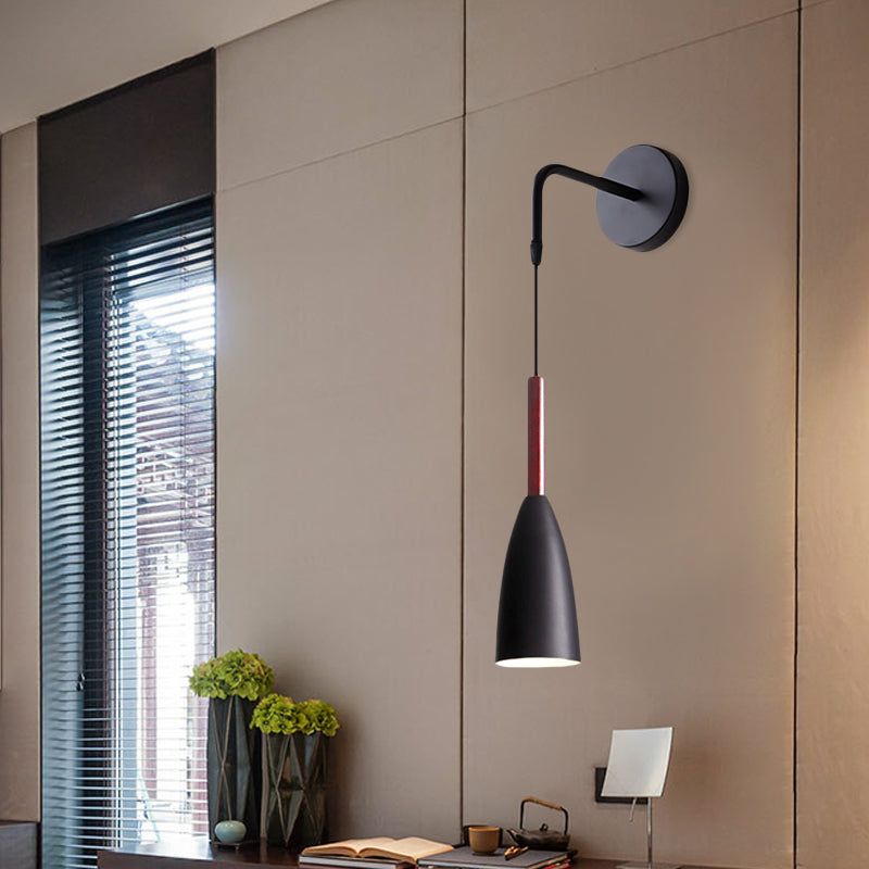 Rynx | Bullet Shape Wall Mounted Pendant Lamp Modern Iron 1 Light Sconce Fixture in Black/White/Grey for Bedside