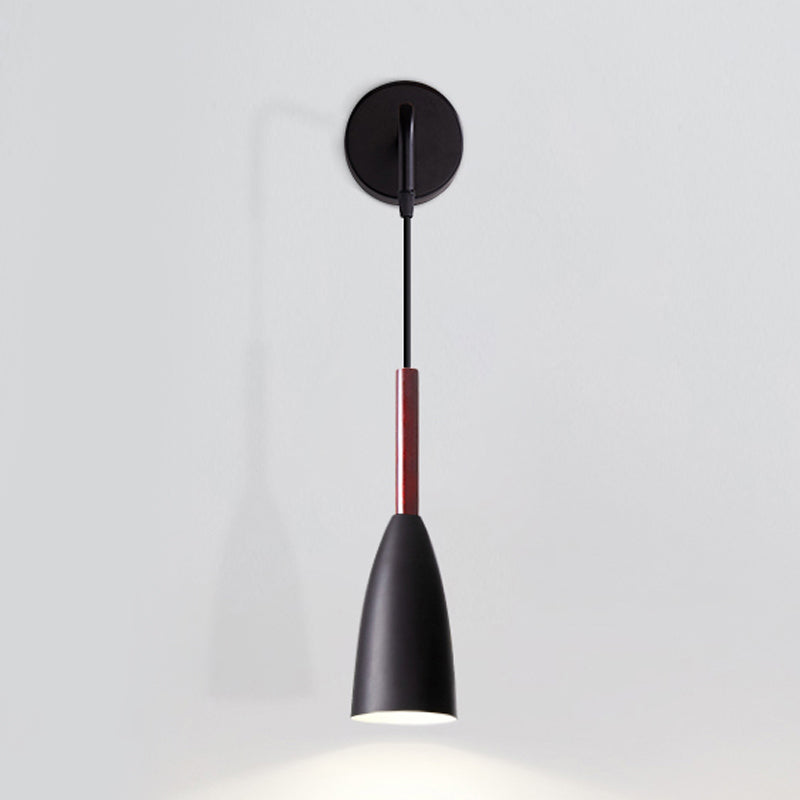 Rynx | Bullet Shape Wall Mounted Pendant Lamp Modern Iron 1 Light Sconce Fixture in Black/White/Grey for Bedside
