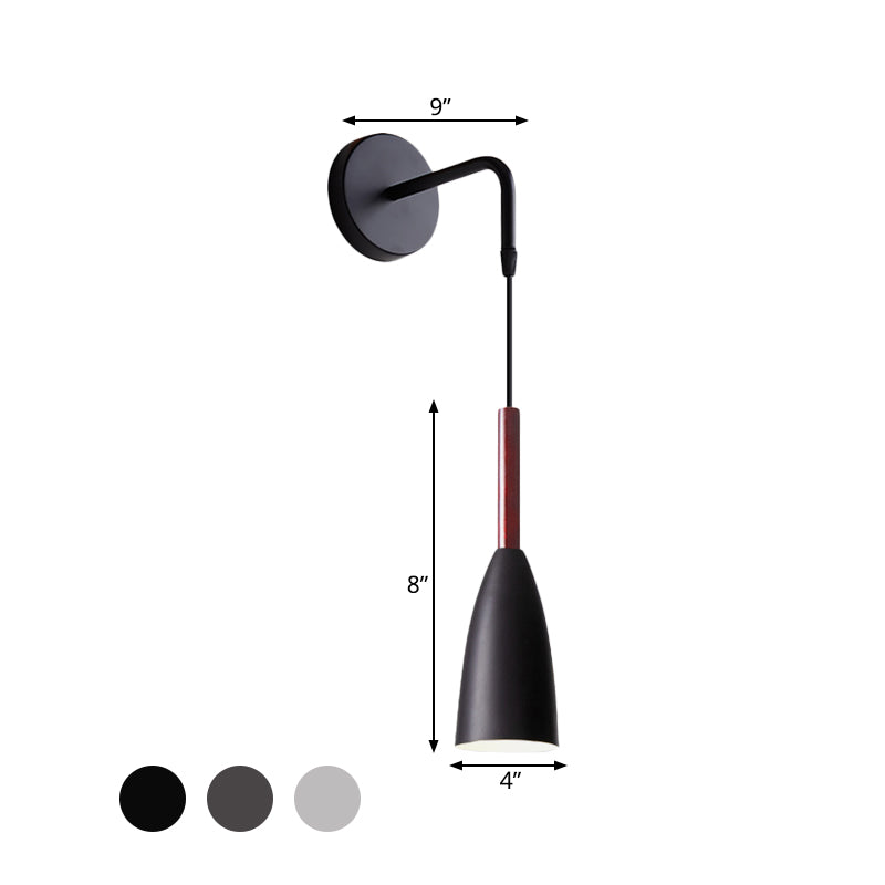 Rynx | Bullet Shape Wall Mounted Pendant Lamp Modern Iron 1 Light Sconce Fixture in Black/White/Grey for Bedside