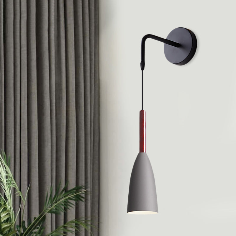 Rynx | Bullet Shape Wall Mounted Pendant Lamp Modern Iron 1 Light Sconce Fixture in Black/White/Grey for Bedside