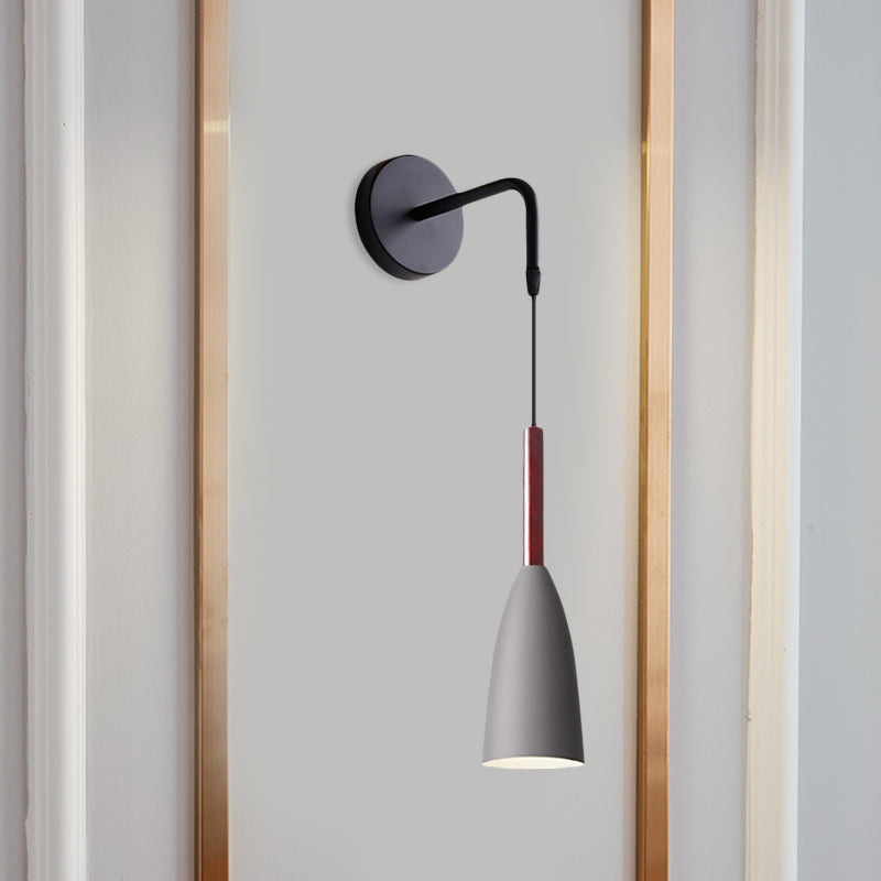 Rynx | Bullet Shape Wall Mounted Pendant Lamp Modern Iron 1 Light Sconce Fixture in Black/White/Grey for Bedside